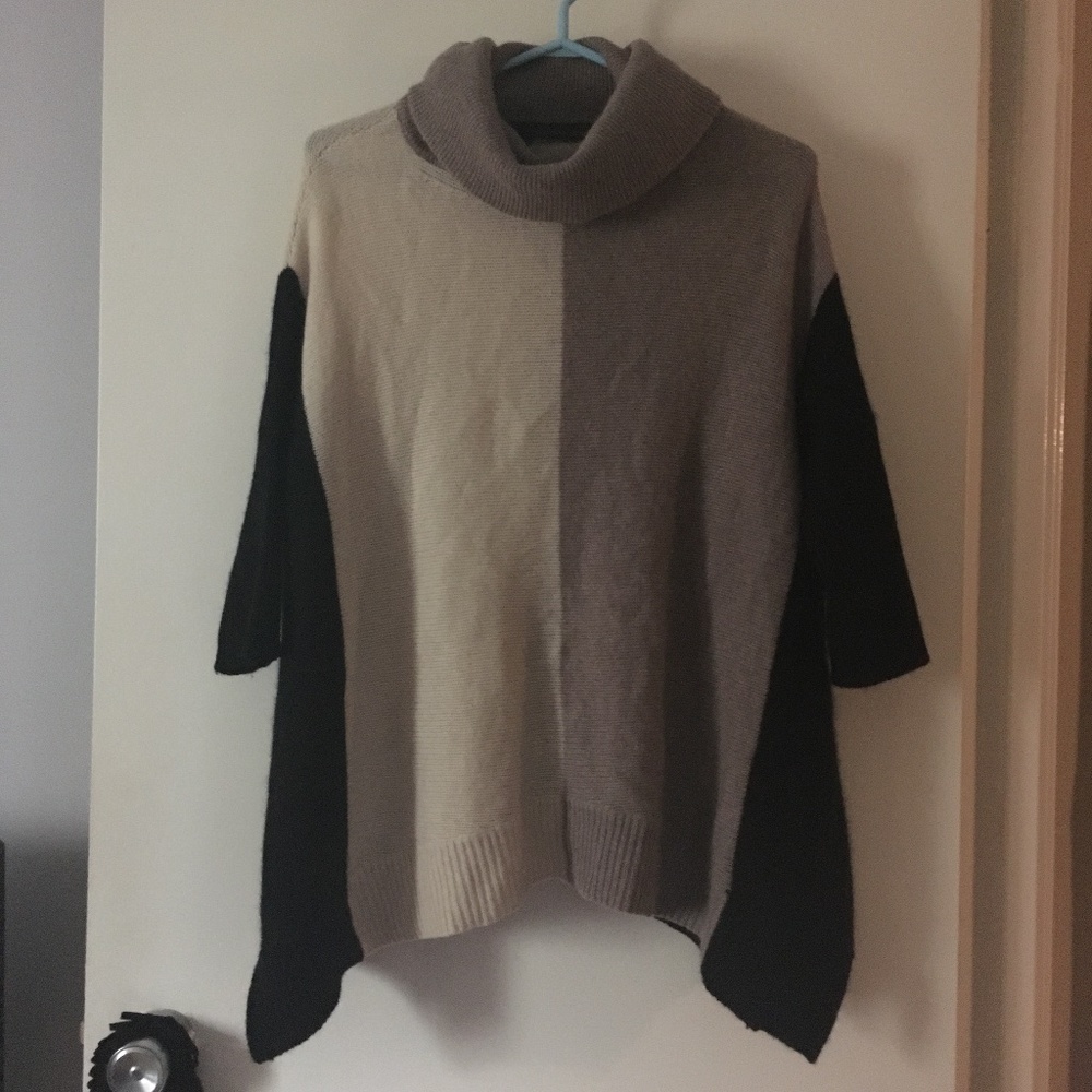 360 CASHMERE 100% Cashmere Color Block Cowl Neck Sweater XS